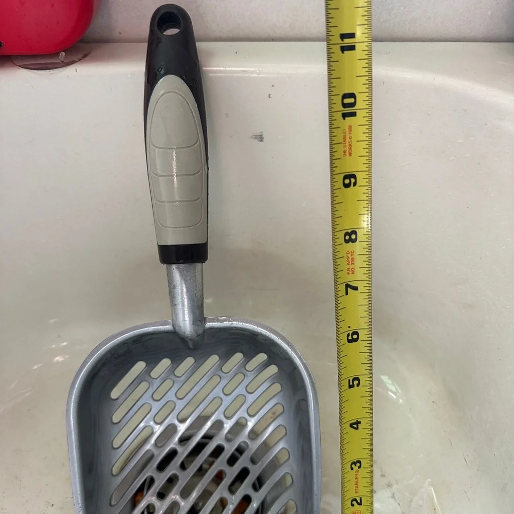 Heavy duty, stainless steel litter scoop